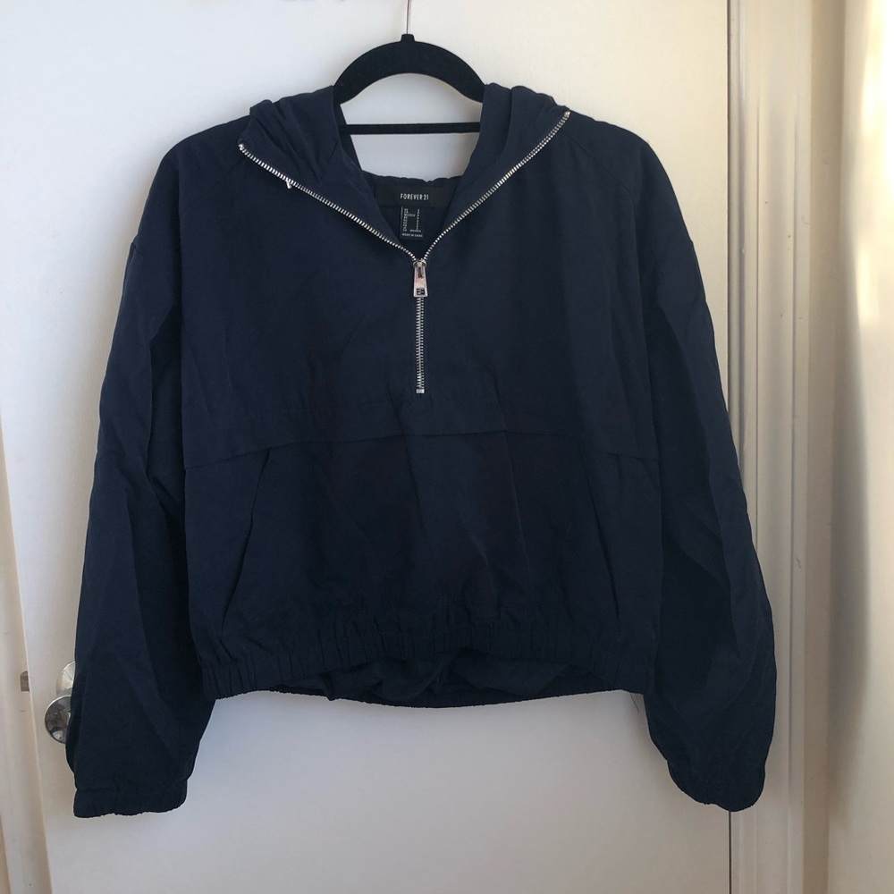 Navy Blue Windbreaker Hoodie